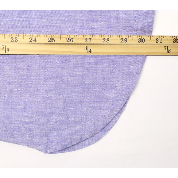 Chico's Women's Sz 3 Embroidered Linen Rick Rack Trim Tunic Blue Veil Top - Picture 6 of 9